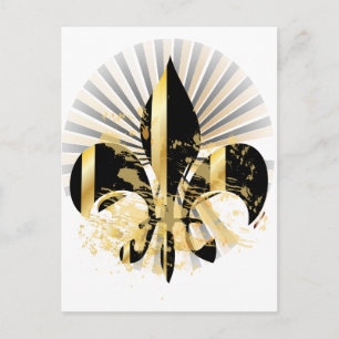 Black and Gold Fleur de Lis Postcard