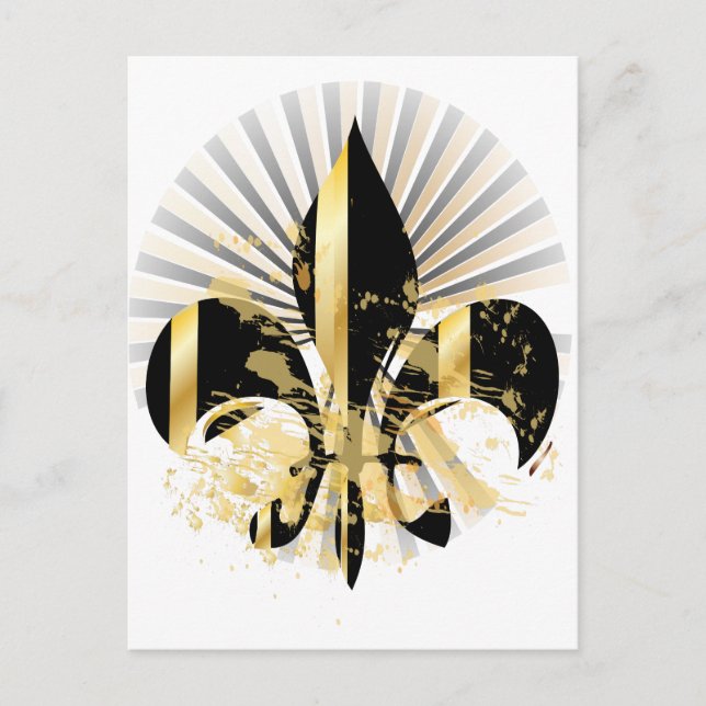 Black and Gold Fleur de Lis Postcard (Front)