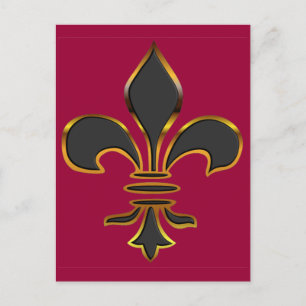 Black and Gold Fleur-de-lis Postcard