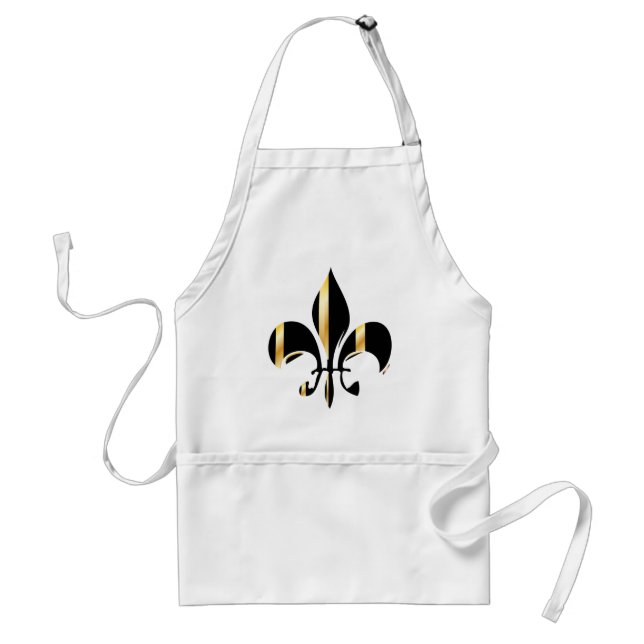 Black and Gold Fleur de Lis Standard Apron (Front)