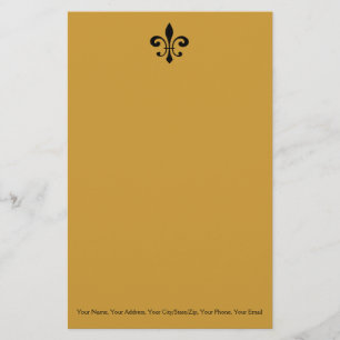 Black and Gold  Fleur De Lis Stationery