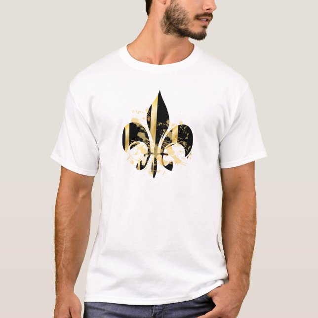 Black and Gold Fleur de Lis T-Shirt (Front)