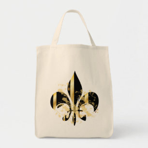 Black and Gold Fleur de Lis Tote Bag
