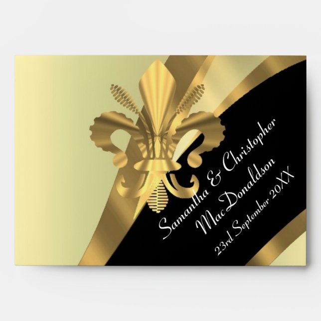 Black and gold fleur de lys envelopes (Front)