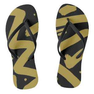 Black and Gold  Flip Flops