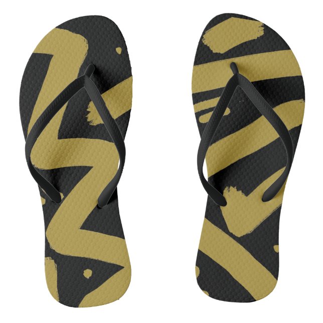 Black and Gold  Flip Flops (Footbed)