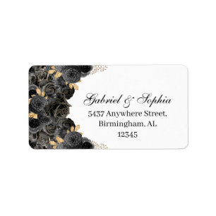 Black and Gold Floral Address Label