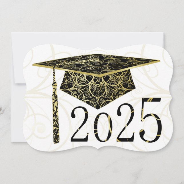 Black and Gold Floral Cap 2025 Card (Front)