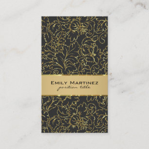 Black And Gold Floral Damasks Business Card