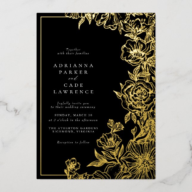 Black and Gold Floral | Formal Moody Wedding (Front)