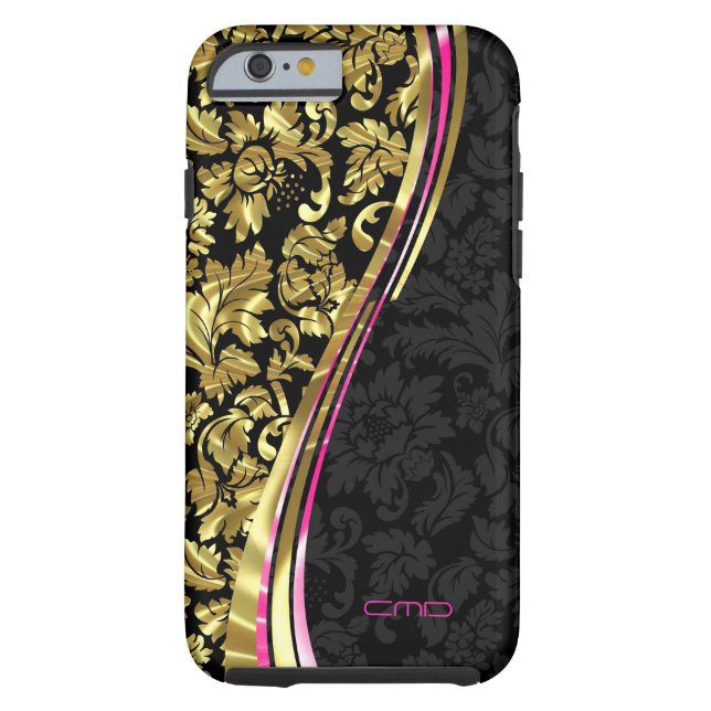 Black And Gold Floral Girly Damasks Case-Mate iPhone Case (Back)