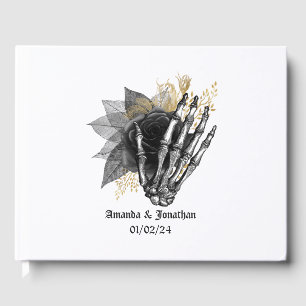 Black and Gold Floral Gothic Wedding Guest Book