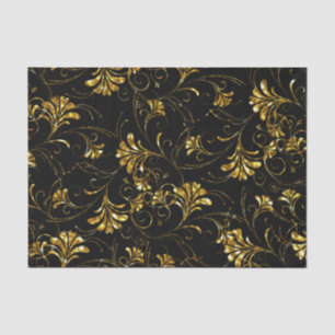 Black and Gold Floral Pattern Tissue Paper
