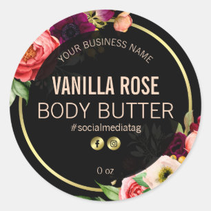 Black And Gold Floral Product Labels