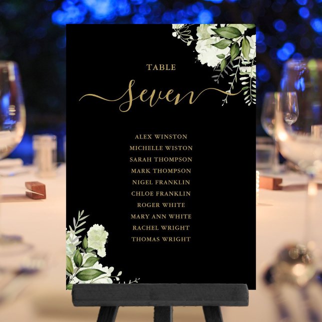Black And Gold Floral Seating Plan Table Number (Black And Gold Floral Seating Plan Table Number)