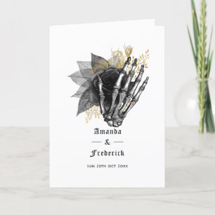Black and Gold Floral Skeleton Gothic Wedding Programme