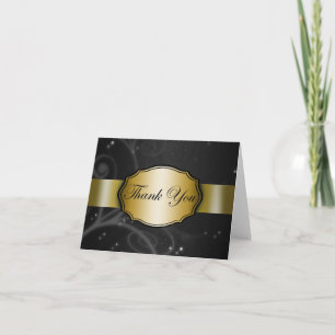 Black and Gold Floral Thank You Card