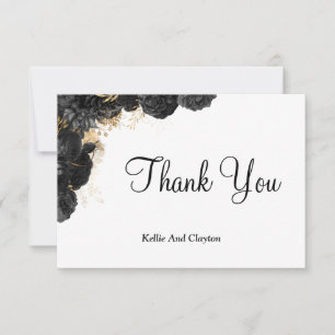 Black And Gold Floral Thank You Cards