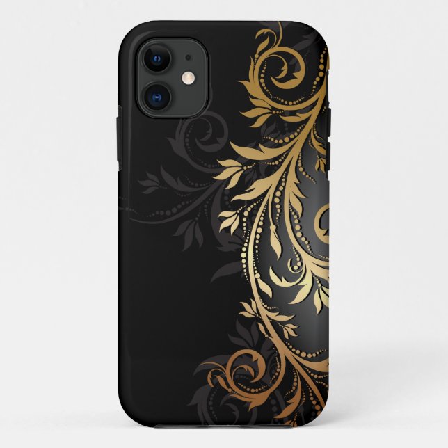 Black and Gold Floral Vine Case-Mate iPhone Case (Back)