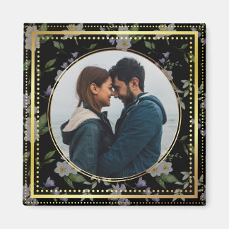 Black and Gold Floral, Wedding favor Magnet