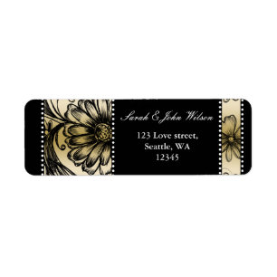 Black and Gold floral wedding invitations