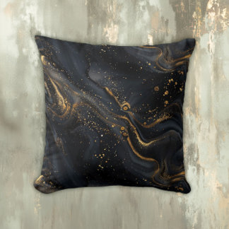 Black and Gold Fluid Marble Cushion