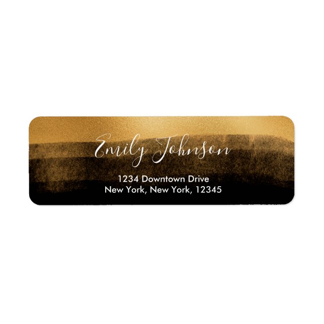 Black and Gold Foil Address Label (Front)
