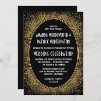 Black and Gold Foil Art Deco Wedding Invitations