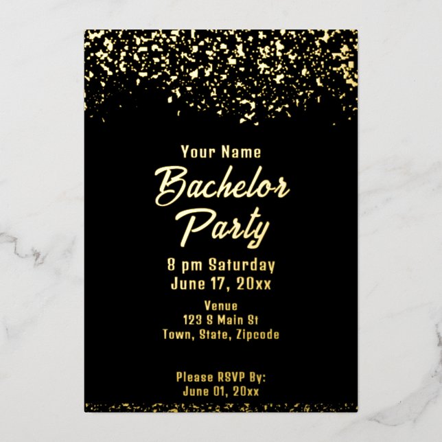 Black and Gold Foil Bachelor Party (Front)