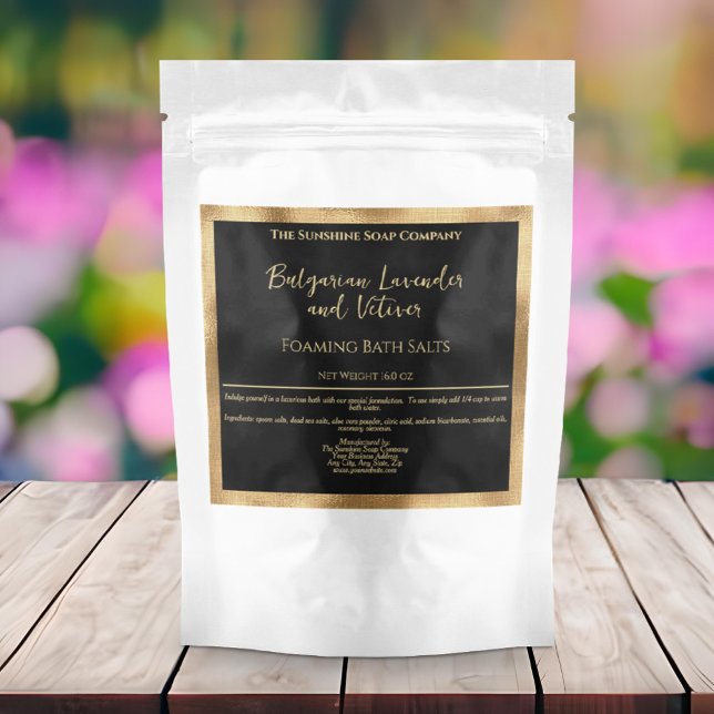 Black and Gold Foil Bath Salts Pouch Label (Creator Uploaded)