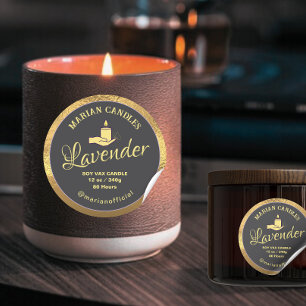 black and gold foil Candle Label
