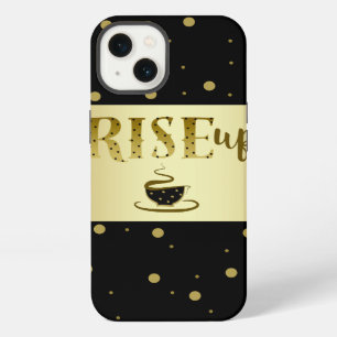 Black and Gold Foil Coffee Cup Modern Confetti iPhone 13 Case