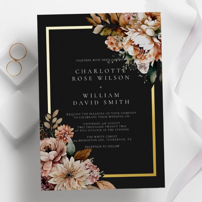 Black and Gold Foil Elegant Flowers Wedding (Creator Uploaded)