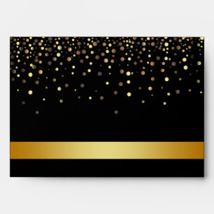 Black and Gold Foil Faux Glitter Metal Wedding Envelopes