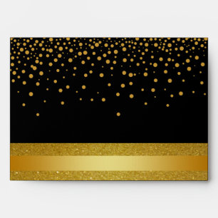Black and Gold Foil Faux Glitter Metal Wedding Envelopes