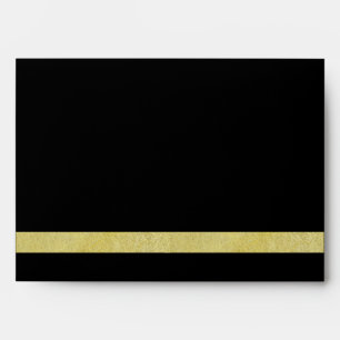Black and Gold Foil Faux Glitter Metal Wedding Envelopes