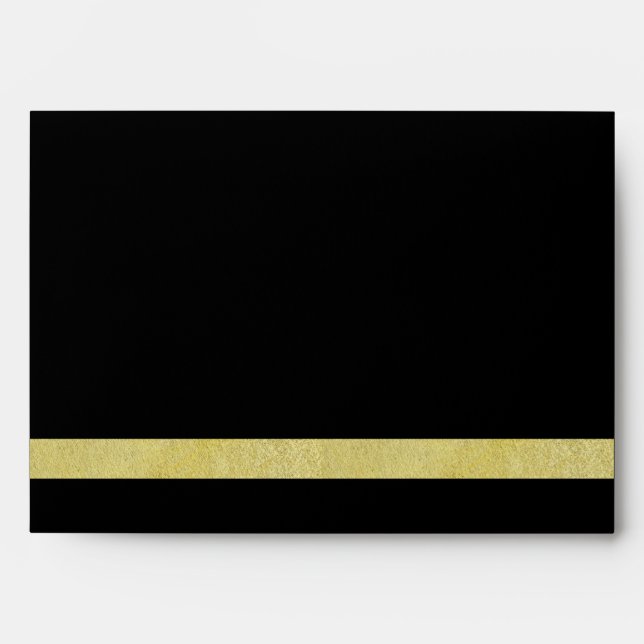 Black and Gold Foil Faux Glitter Metal Wedding Envelopes (Front)