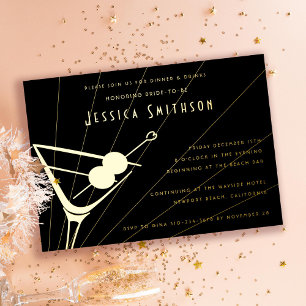 Black and Gold Foil Martini Bachelorette Party