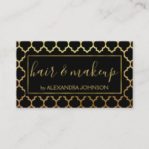 Black and Gold Foil Modern Art Deco Pattern Business Card