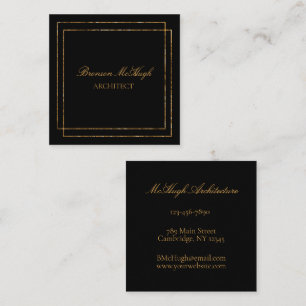 Black And Gold Foil Modern Minimalistic Square Business Card