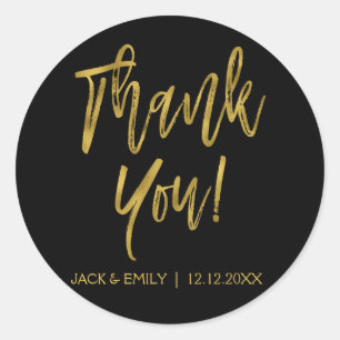 Black and Gold Foil Photo Thank You Sticker