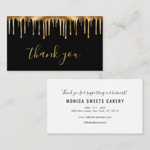 black and gold foil thank you business card