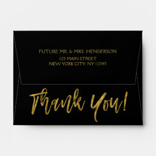 Black and Gold Foil Thank You Envelope