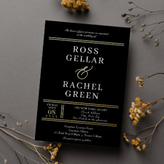 Black and Gold Foil Wedding Invitation : Art Deco
