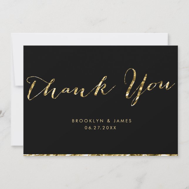 Black And Gold Foil Wedding Thank You Cards (Front)