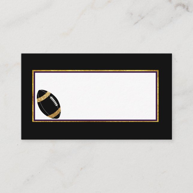 Black and Gold Football 2 Wedding Place Card (Front)