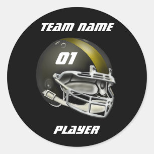 Black and Gold Football Helmet Classic Round Sticker