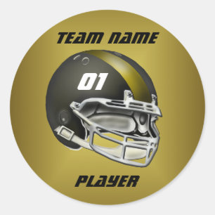 Black and Gold Football Helmet Classic Round Sticker