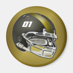 Black and Gold Football Helmet Magnet