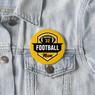 Black and Gold Football Mum Custom Jersey Number 7.5 Cm Round Badge